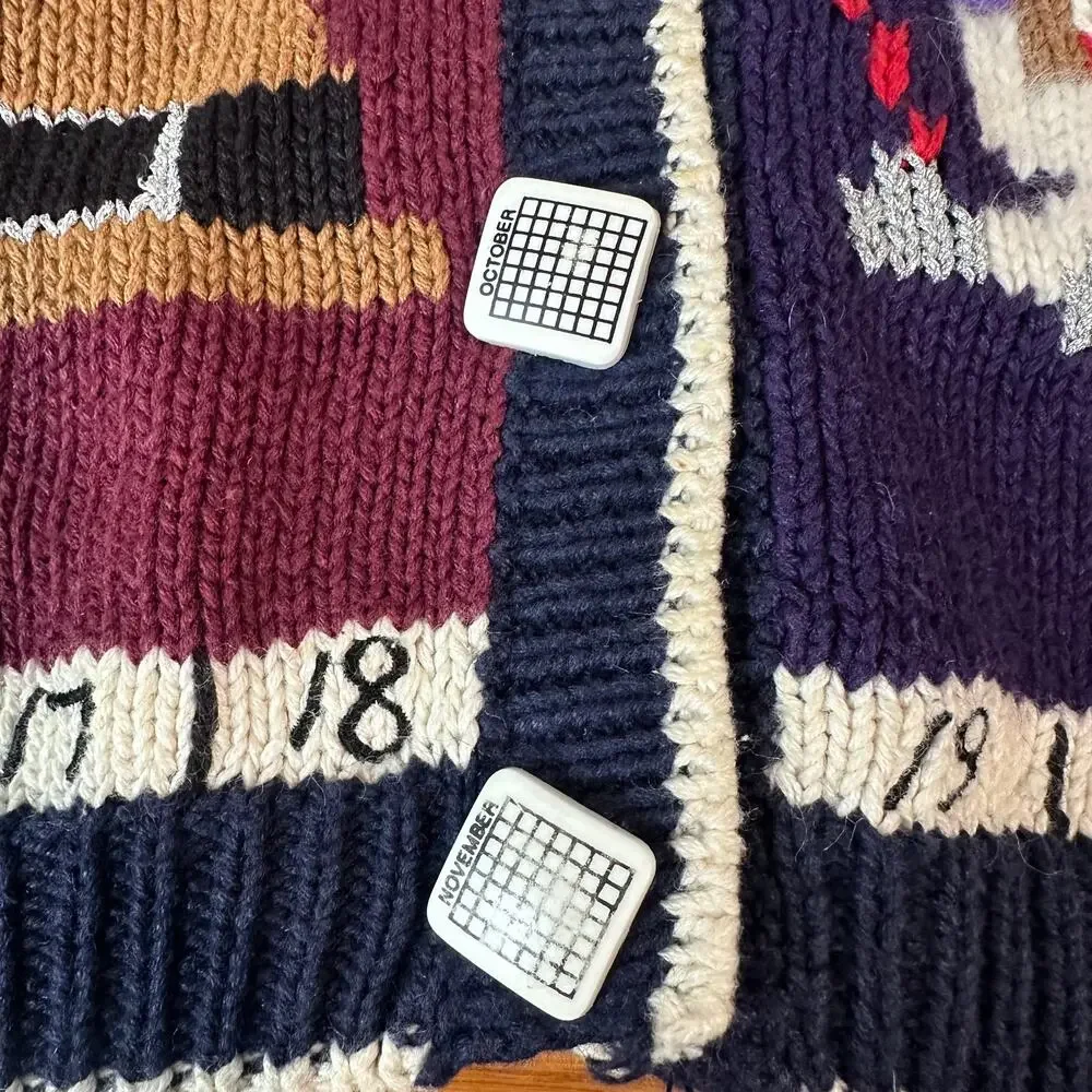 Vintage 90’s Teacher Sweater Fall Winter Months Novelty Chunky Knit Cardigan - Picture 12 of 14